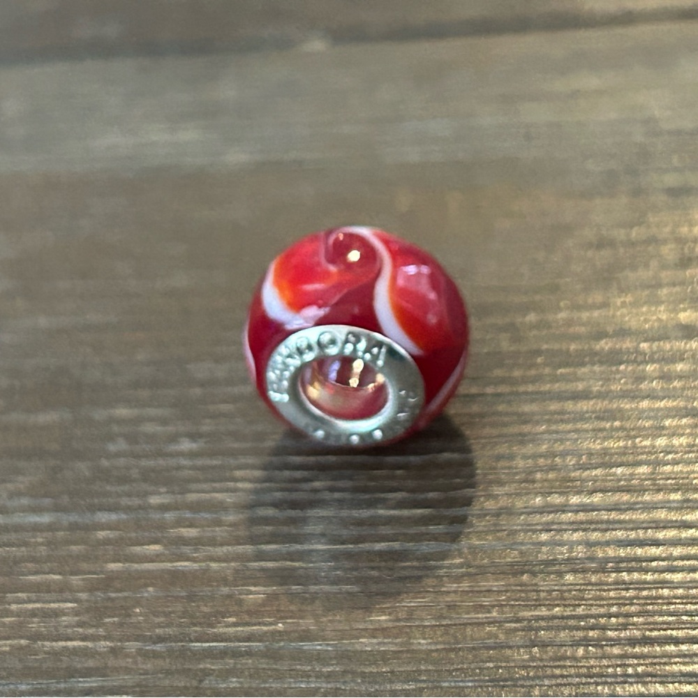 Pandora Red and White Murano Glass Charm